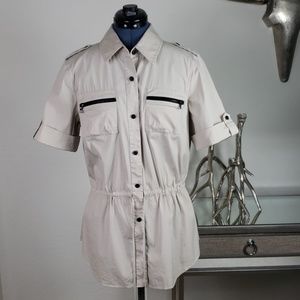 St. John khaki drawstring shirt